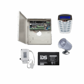 IDS X64 8 ZONE. CURVE LCD KEYPAD. 15W SIREN. 40VA PSU. 12V BATTERY. XWAVE 2 HUB